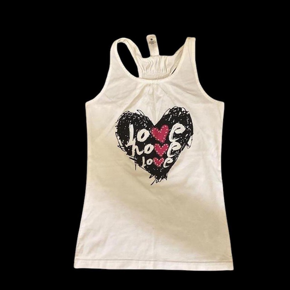 White graphic tank top